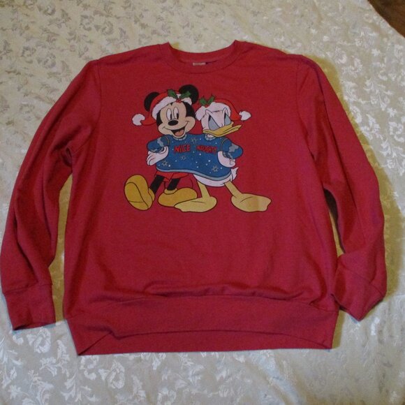 Vintage Disney Christmas Ugly Sweatshirt  XXL Mickey Mouse & Donald Duck - Picture 1 of 4